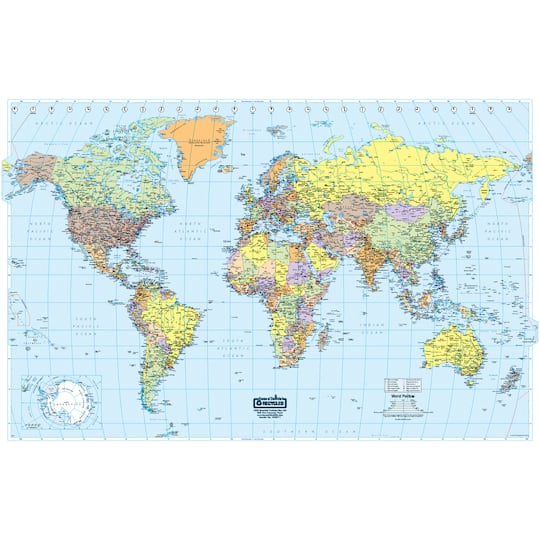 38&#x22; x 25&#x22; Laminated World Map